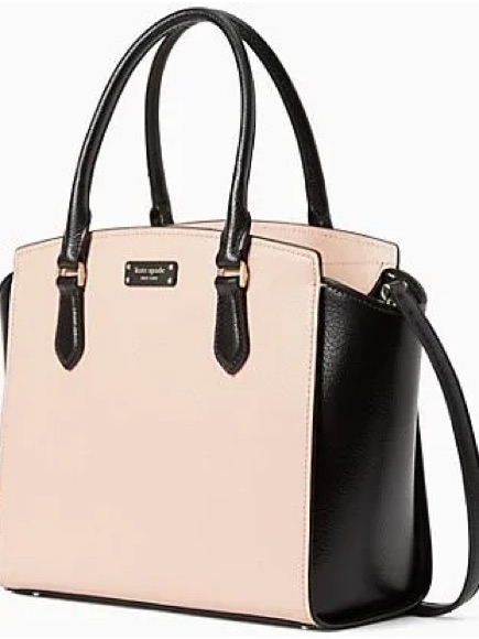 Kate Spade Blush And Black Structured Satchel